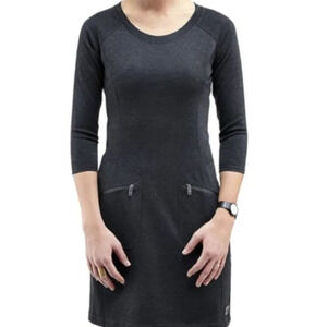 MERRELL Ostrova 3/4 Sleeve Knit Zipper Pockets A-Line, Black, XS